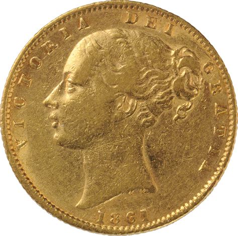 1861 Gold Sovereign Victoria Young Head Shield