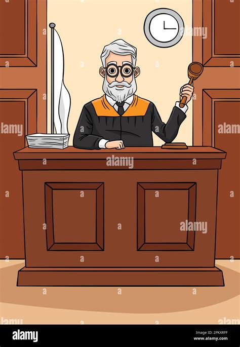 Judge Profession Colored Cartoon Illustration Stock Vector Image & Art - Alamy