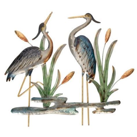 Metal Wall Art Heron Pair Wall Hanging Home Decor Etsy