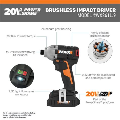 Worx Nitro Power Share 20 Volt Max 1 4 In Brushless Cordless Impact