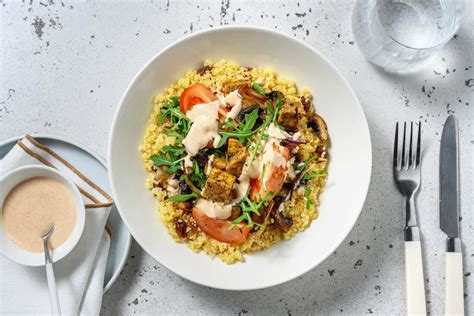 Knuspriger Basilikum Tofu Auf Bulgur Rezept Hellofresh