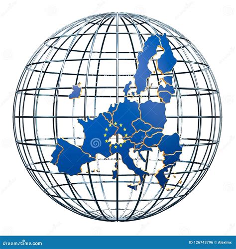 O Mapa Da União Europeia No Globo Da Terra Rendição 3d Ilustração Stock