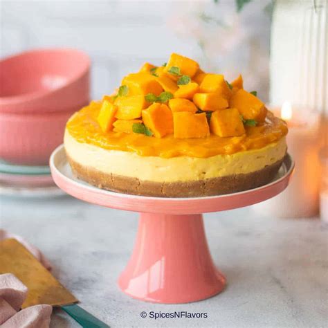 The Best Eggless Baked Mango Cheesecake Recipe Spices N Flavors