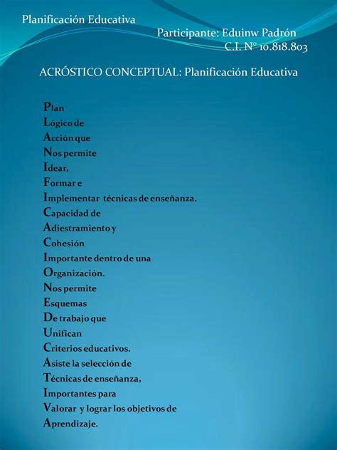 Calaméo ACRÓSTICO PLANIFICACIÓN EDUCATIVA