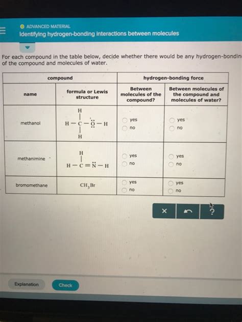 Solved ADVANCED MATERIAL Identifying Hydrogen Bonding