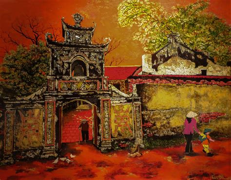 Sunlight In Hometown Vietnamese Lacquer Painting By Artist Nguyen