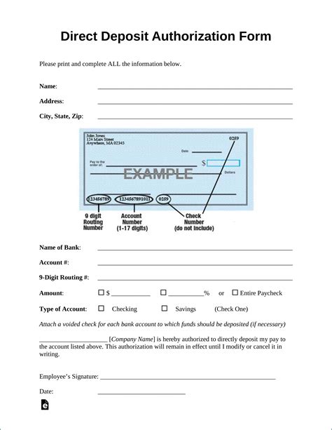 Sample of Bank Direct Deposit Form | Bogiolo