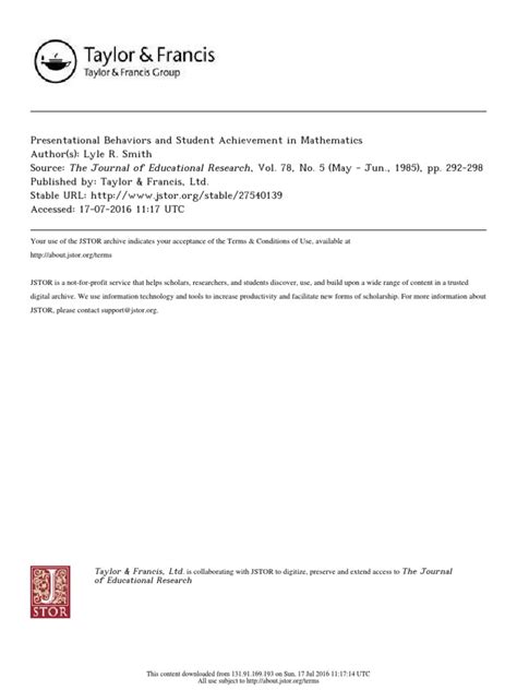 Taylor And Francis Ltd The Journal Of Educational Research Pdf