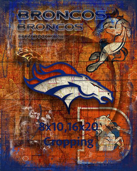 Denver Broncos Football Poster, Denver Broncos Layered Sports Print, B ...