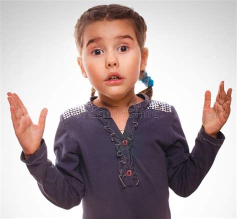 Little Baby Girl Surprised Amazed Excited Helpless Stock Image Image