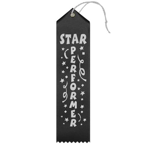 Ribbonsnow Star Performer Award Ribbons 25 Black Ribbons With Card