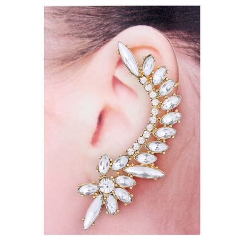 Gold Clear Vintage Style Ear Cuff Crystal Ear Cuff Ear Cuff Gold