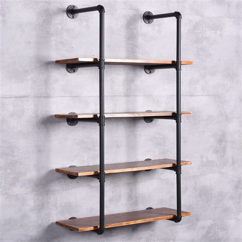 DIWHY DIY Industrial Black Pipe Bookshelf Wall Ceiling Mounted Open