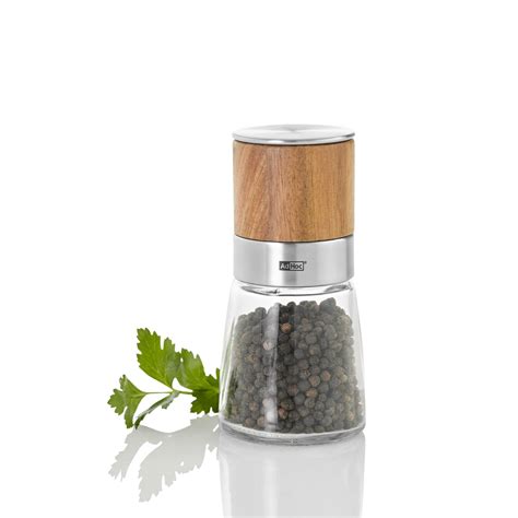 Acacia Wood Glass Salt Pepper Mill Adhoc Touch Of Modern