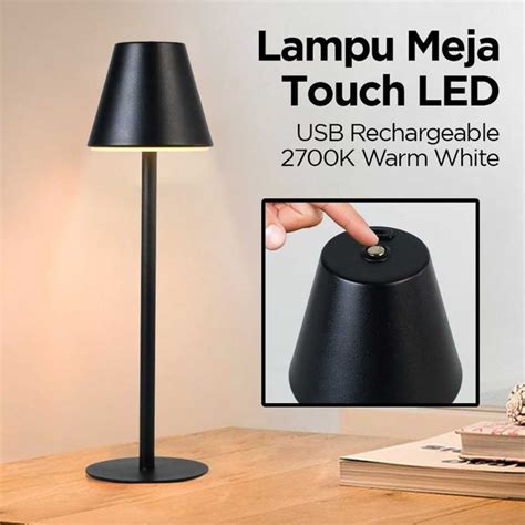 Jual Lampu Meja Hias Touch LED Desk USB Rechargeable Warm White 1 5W Di