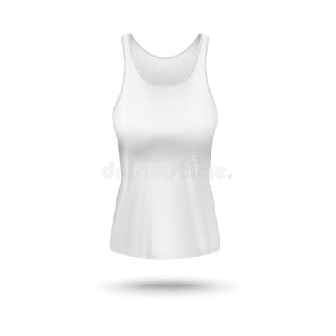 Realistic White Women`s Tank Top Mockup Set From Front And Back View