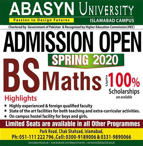 Admission Open In Abasyn University Islamabad Campus 03 Feb 2020