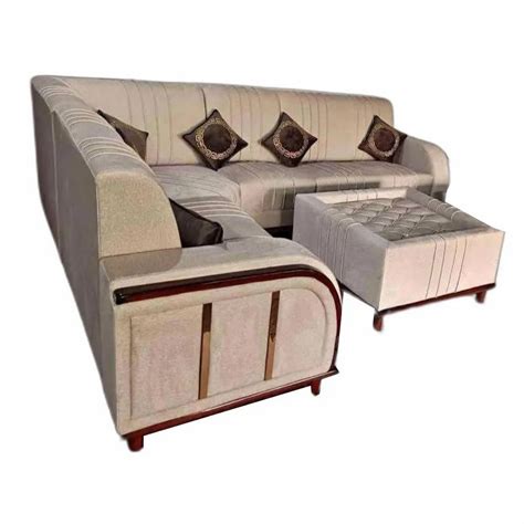 Velvet 6 Seater Teak Wood L Shape Sofa Set Without Lounger At Rs 68000