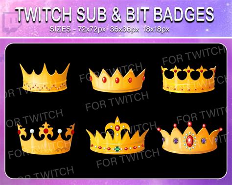 Crowns Twitch Sub Badges Subscribers Sub Bit Loyalty Badges Etsy