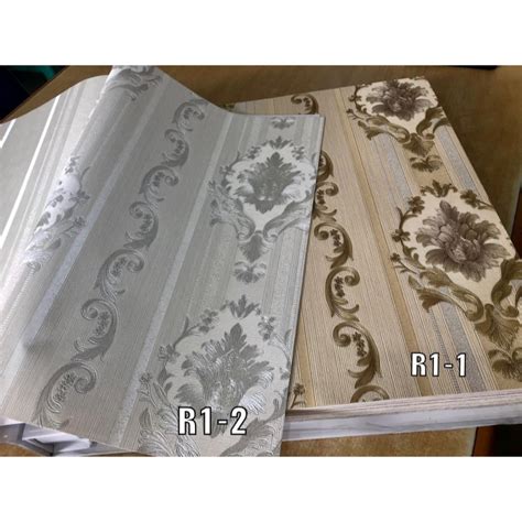 Jual Wallpaper Dinding Roll Besar Motif Klasik Garis Salur Emboss