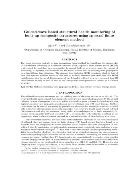 Guided Wave Based Structural Health Monitoring Of Element Method