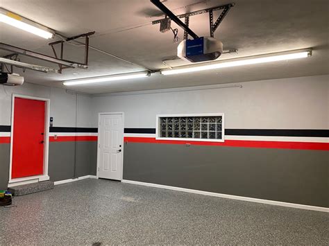 Red Black White Gray Garage Remodel