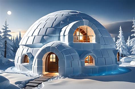 Premium AI Image | Illustration of an igloo in the winter forest