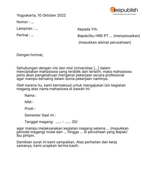 Contoh Surat Permohonan Magang Dan Cara Membuatnya Nbkomputer