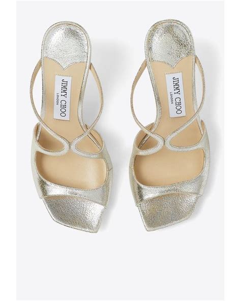 Jimmy Choo Anise Glitter Leather Mules In White Lyst