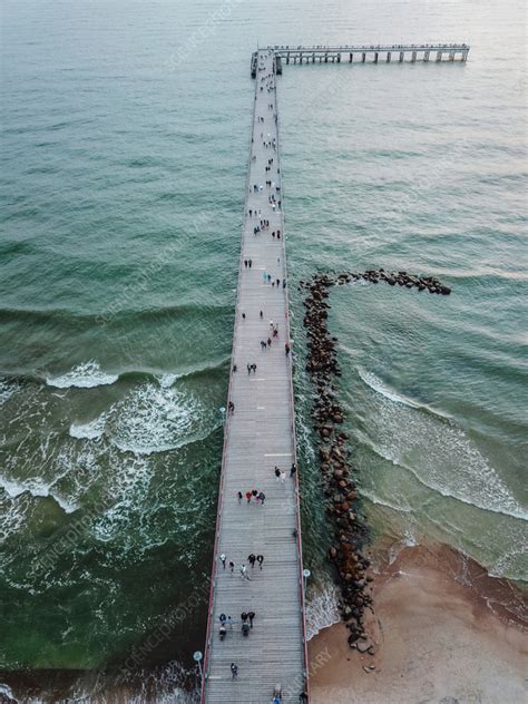 Aerial View Of Bridge To The Baltic Sea Palanga Lithuania Stock