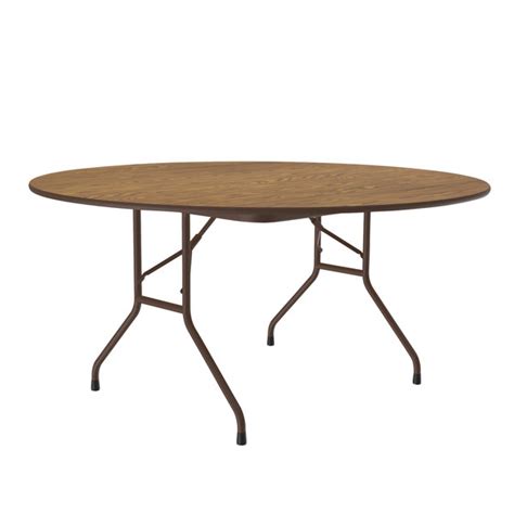 Correll Cf60mr06 60 Round Medium Oak Light Duty Melamine Folding Table