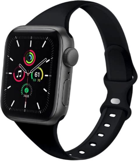 Compatible Apple Watch Bandje By Qubix Sportbandje Slim Fit Zwart