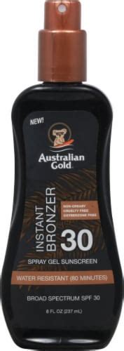 Australian Gold Instant Bronzer Spray Gel Sunscreen Spf Fl Oz