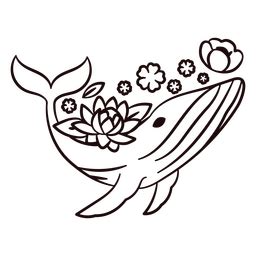 Diseño PNG Y SVG De Golpe De Ballena Criaturas Marinas Florales Para