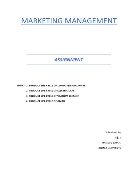 Marketing Management Assignment Pdf Marketing Life Cycle Assessment