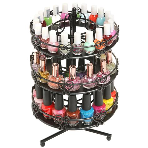 Tier Salon Style Black Metal Spinning Carousel Nail Polish Display