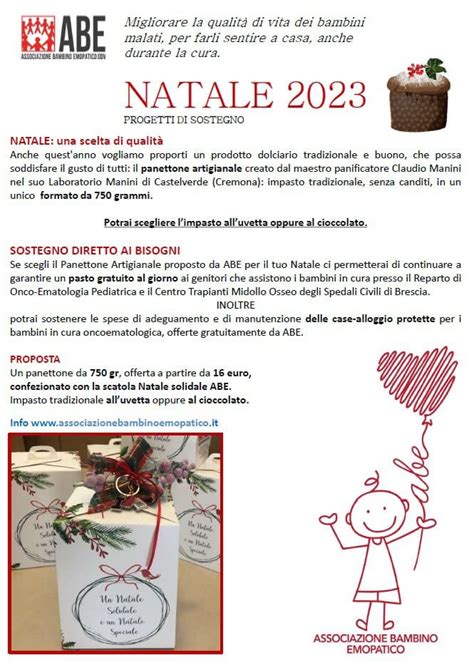 NATALE SOLIDALE 2023 Doppi Panettoni Associazione Bambino Emopatico ODV