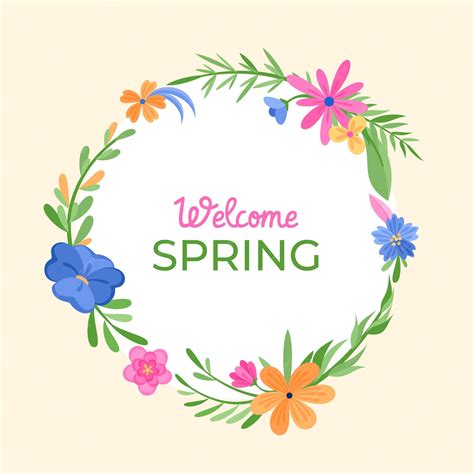 Premium Vector Spring Frame Of Colorful Flowers And Plants With Greeting