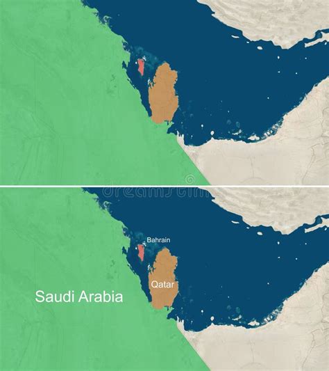 The Map of Qatar,Bahrain,and Saudi Arabia with Text, Textless Stock ...