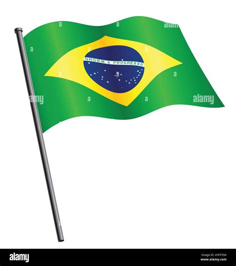 Brasil Brasil Bandera Volando Ondeando En Asta De Bandera Vector Icono