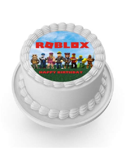 Roblox Cake Topper Round Edible Image Roblox Birthday Cake Etsy