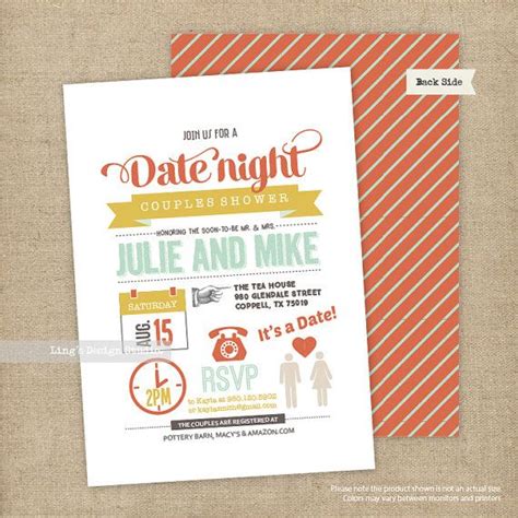 Date Night Themed Couples Shower Invitation Bridal Shower Invitation