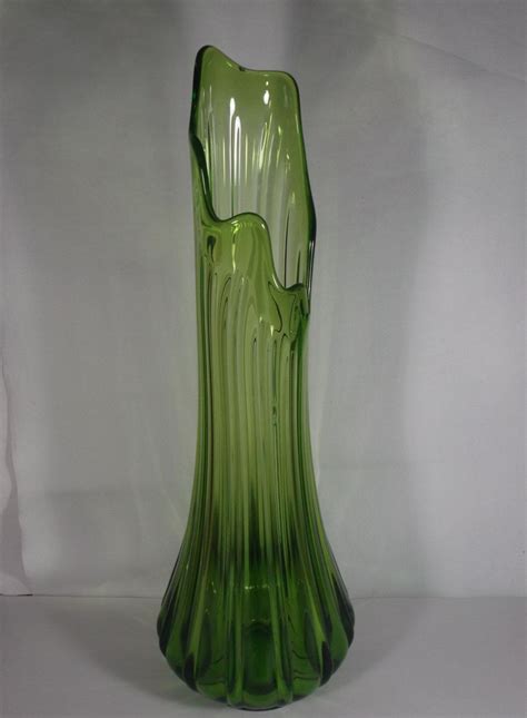 Viking Glass Inch Tall Green Swung Vase By Treasures St On Etsy