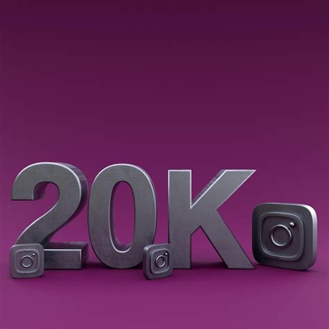 20k instagram seguidores ilustración 3d render diseño de redes sociales