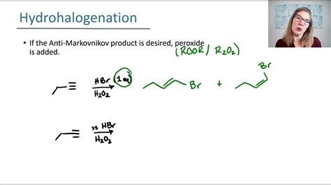 Hydrohalogenation Of Alkynes Youtube