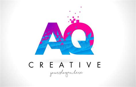 Aq A Q Letter Logo With Shattered Broken Blue Pink Texture Design