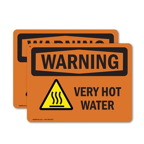 2 Pack Very Hot Water With Symbol Osha Warning Sign 18 Inch X 12 Inch Indoor Outdoor Rust