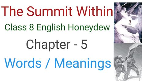 The Summit Within Word Meaning Ncert Solutions For Class English