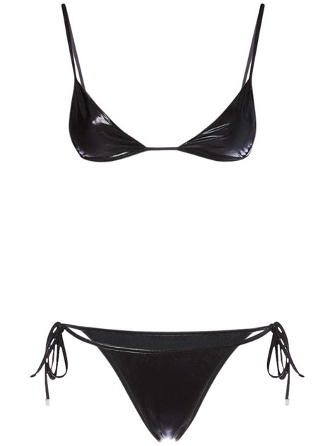 Buy THE ATTICO Shiny Triangle String Bikini Set Black At 55 Off