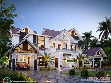 Bedroom Sloping Roof Style Beautiful Home Design Kerala Home Design